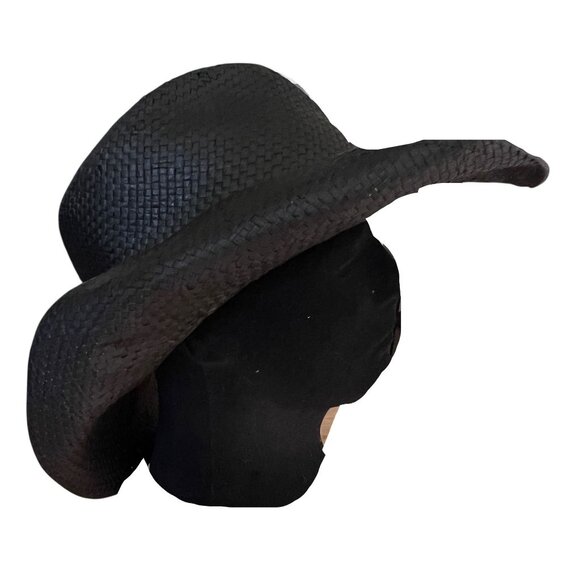 Scala Black Toyo Straw Cowboy Hat S/M Rainbow Band Western Style Rodeo Festival - Picture 2 of 12